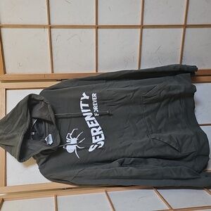 Delta Olive Hoodie with White Print Size Large